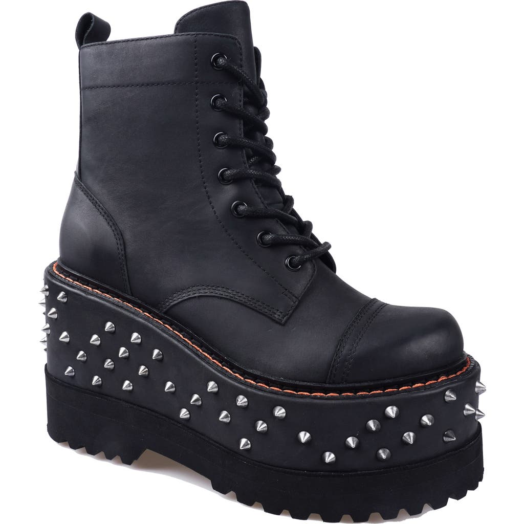 Zigi Emely Stud Platform Bootie In Black Leather