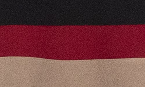 Nina Leonard Sleeveless Jewel Neck Colorblock Dress In Black/mink/crimson