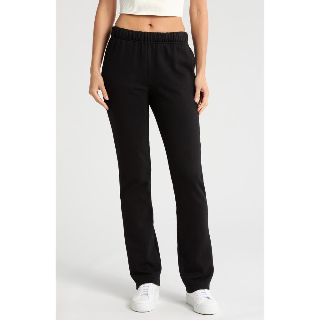GOOD AMERICAN GOOD AMERICAN STRAIGHT LEG COTTON FLEECE SWEATPANTS