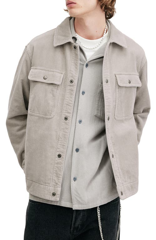 Shop Allsaints Castleford Corduroy Overshirt In Radio Grey