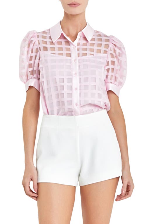English Factory Puff Sleeve Organza Top at Nordstrom,