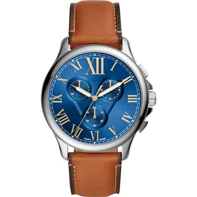 Fossil Monty Chronograph Leather Strap Watch, 4m