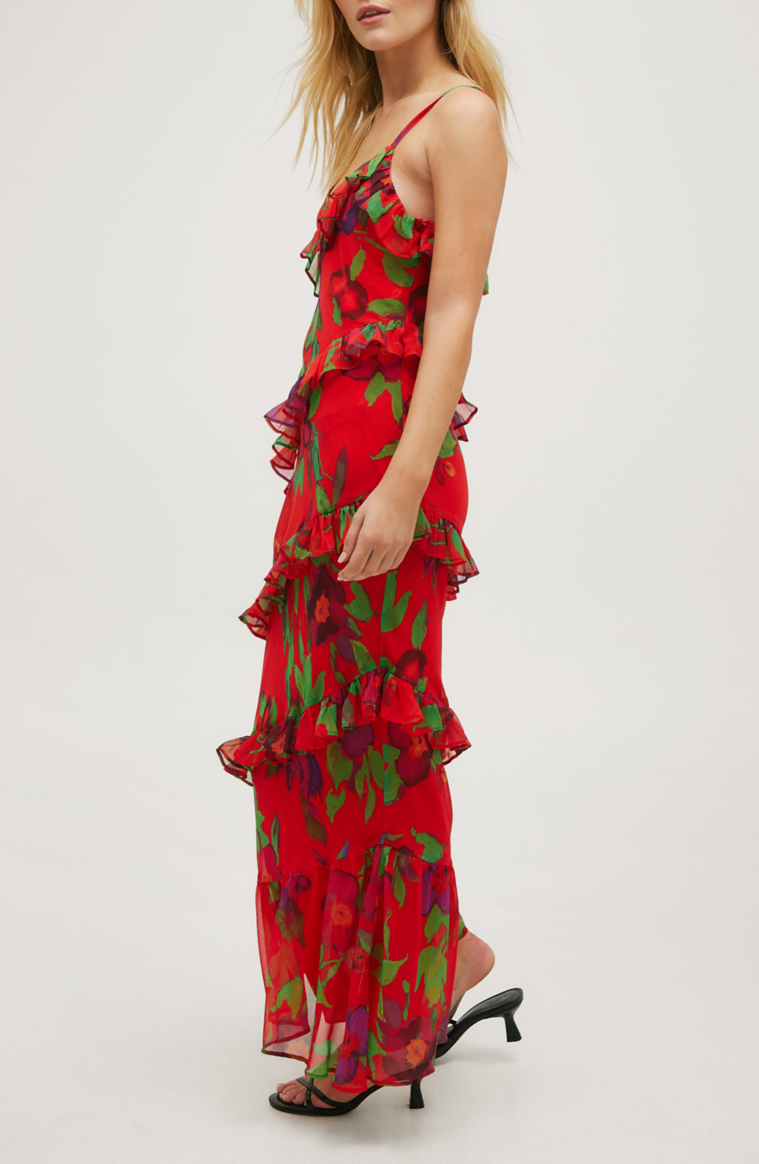 NASTY GAL Floral Tiered Ruffle Chiffon Maxi Dress | Nordstrom