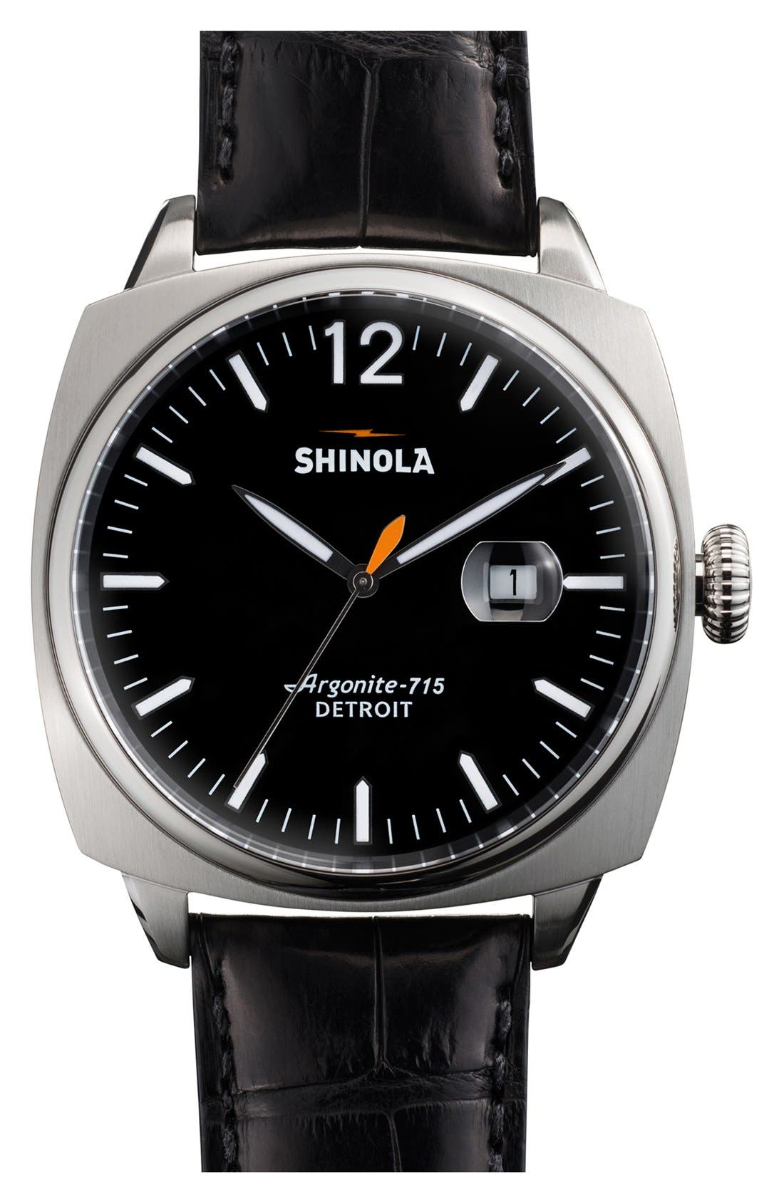 Shinola 'The Brakeman' Alligator Strap Watch, 40mm Nordstrom