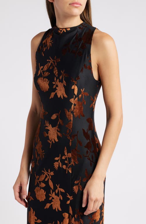 Shop Hutch Floral Jacquard Funnel Neck Dress In Black