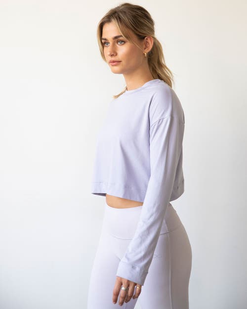 Rebody Active Go With The Flow Crop Long Sleeve Top In Purple Lace