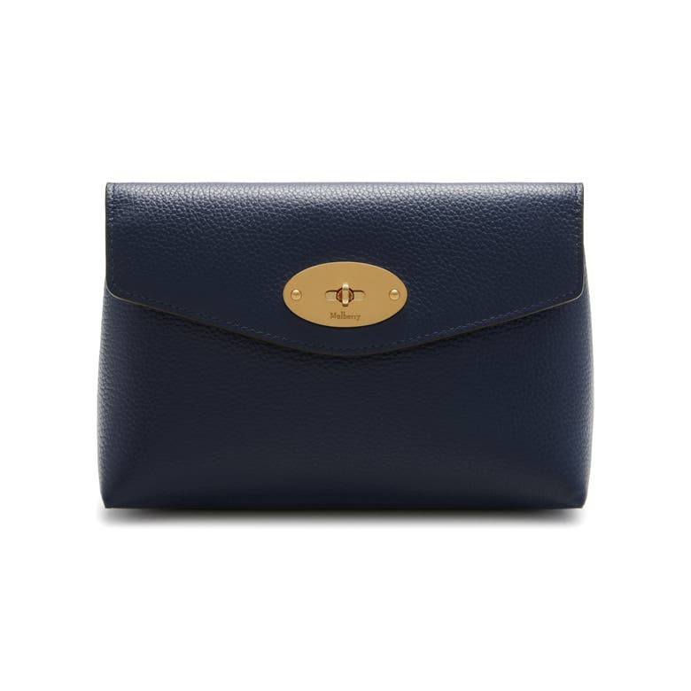 Shop Mulberry Darley Leather Cosmetic Pouch In Bright Navy