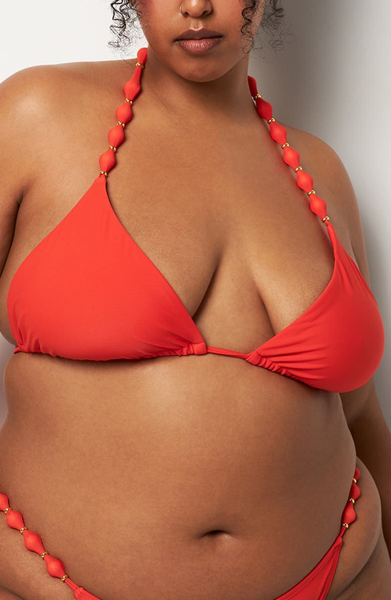 Villa Fresca Sole Beaded Triangle Bikini Top, Alternate, color,