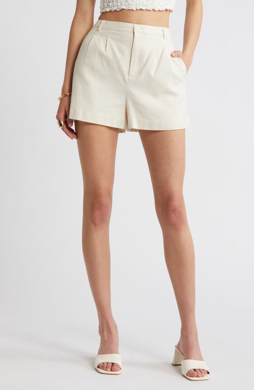 High Waist Linen Blend Shorts in Ivory Dove