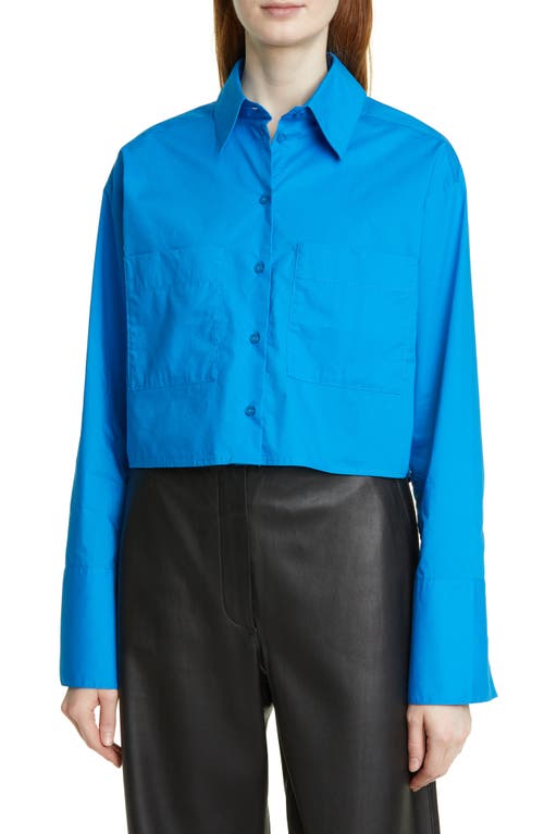 Birgitte Herskind Samuel Crop Organic Cotton Button-Up Shirt in Blue