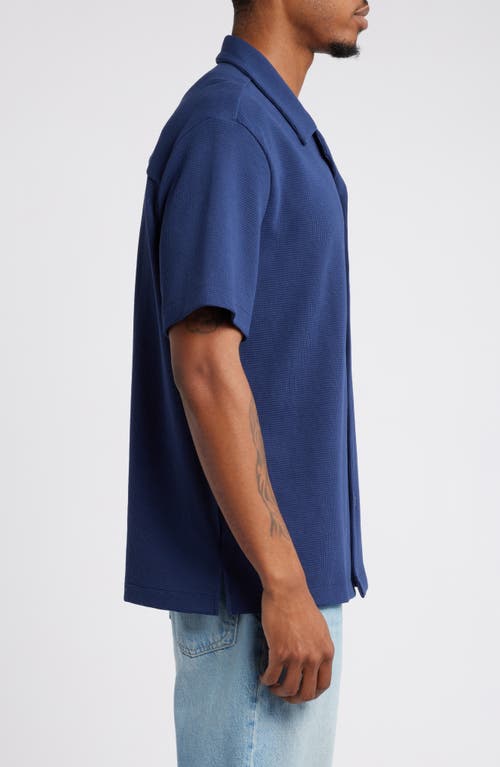 Shop Bp. Waffle Knit Camp Shirt In Navy League