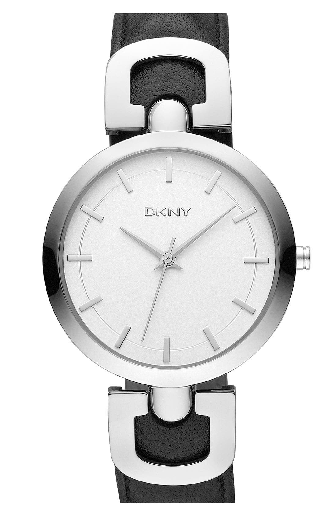 DKNY Medium Leather Strap Round Watch Nordstrom