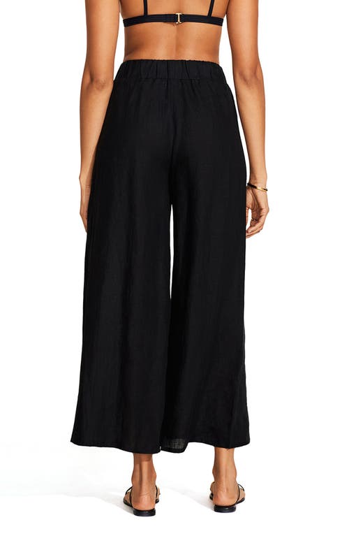 Vitamin A ® Tallows Wide Leg Linen Cover-up Pants In Black
