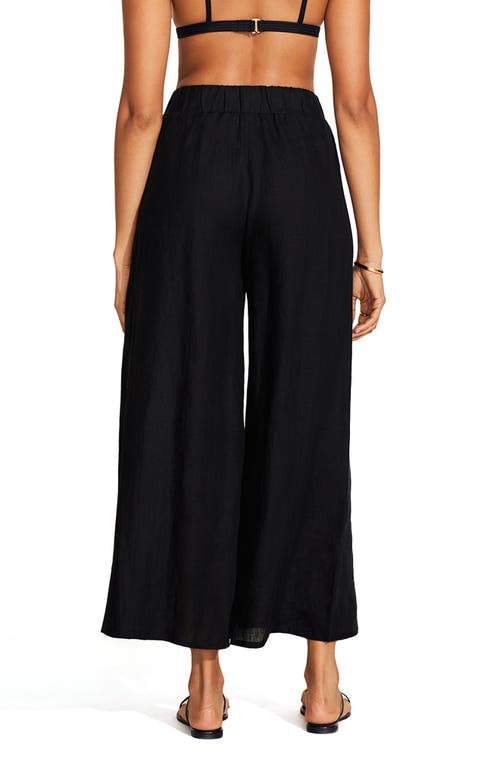 Shop Vitamin A ® Tallows Wide Leg Linen Cover-up Pants In Black