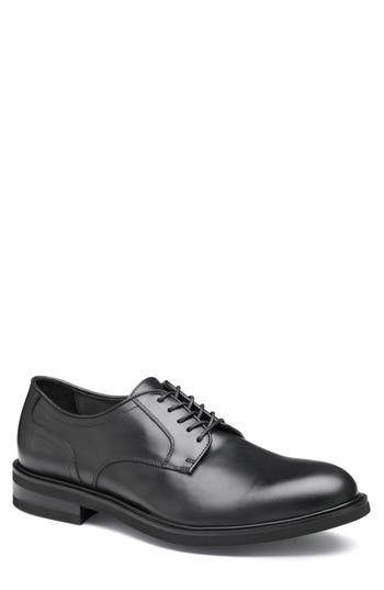 Johnston & Murphy Collection Hartley Plain Toe Derby In Black Italian Calfskin