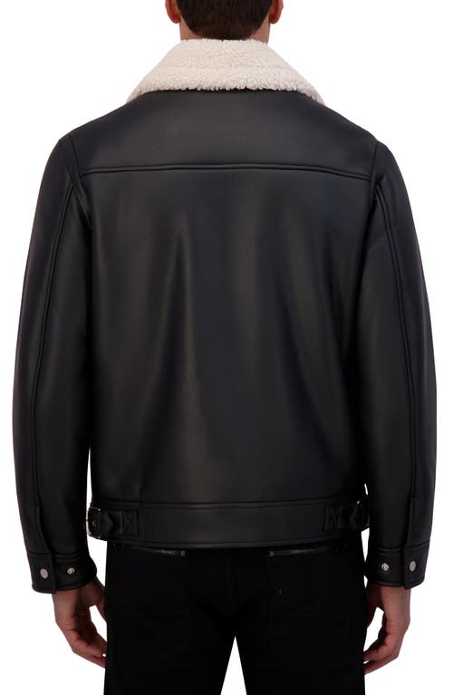 Kenneth Cole New York Faux Shearling Moto Jacket In Black