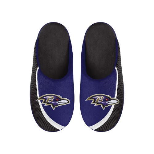 Men's FOCO Baltimore Ravens Big Logo Color Edge Slippers in Black