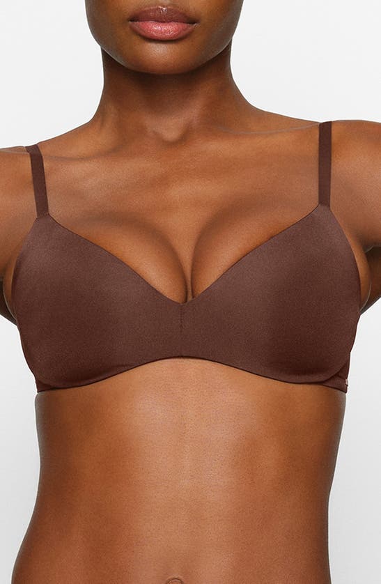 Shop Skims Wireless Form Push-up Plunge Bra In Cocoa