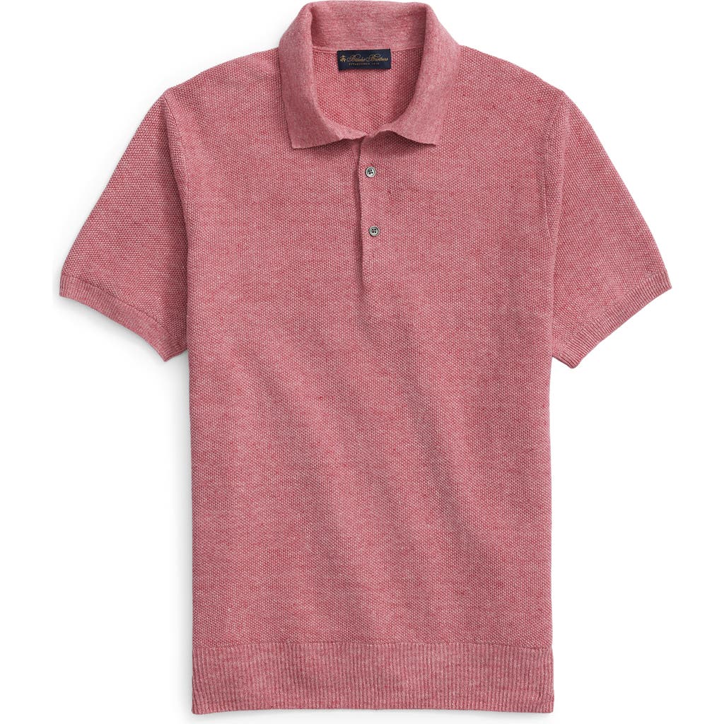 Brooks Brothers Linen Seed Stitch Polo Jumper In Linen Red Heather