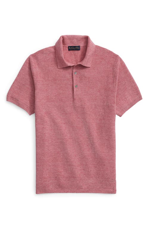 Brooks Brothers Linen Seed Stitch Polo Sweater Red Heather at Nordstrom,