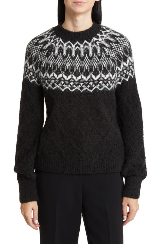 WIT & WISDOM FAIR ISLE POINTELLE SWEATER