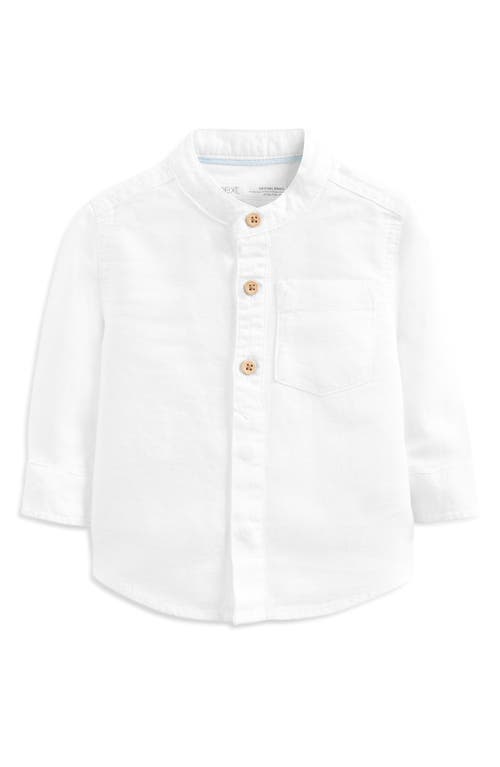 NEXT Kids' Band Collar Linen & Cotton Button-Up Shirt White at Nordstrom,