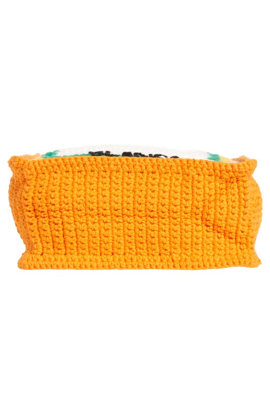 Shop Casablanca Pebble Handle Crochet Tote In Orange/ Gradient
