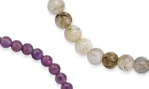 Sterling Forever Amethyst & Labradorite 3-pack Beaded Stretch Bracelets In Multi