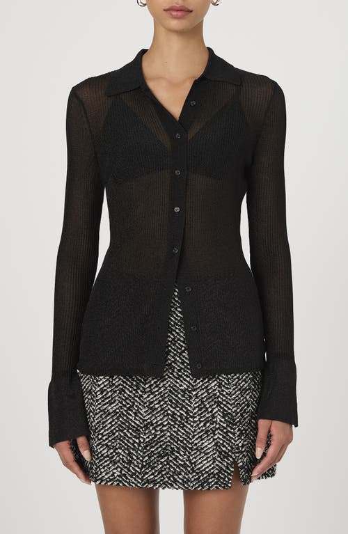 French Connection Sheer Blouse In Black