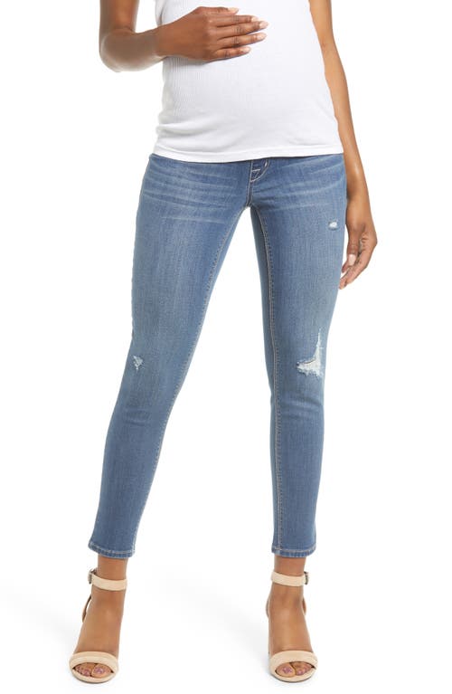 Distressed Ankle Maternity Skinny Jeans in Christina