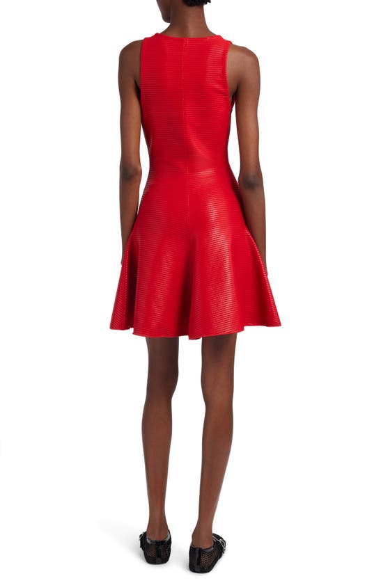 Shop Alaïa Coated Rib Fit & Flare Dress In Rouge