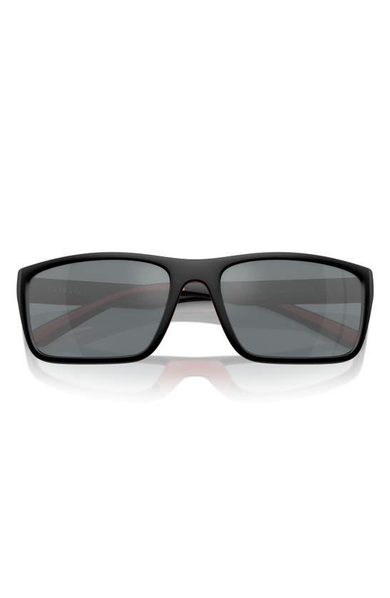 Shop Scuderia Ferrari 59mm Mirrored Rectangular Sunglasses In Black Grey