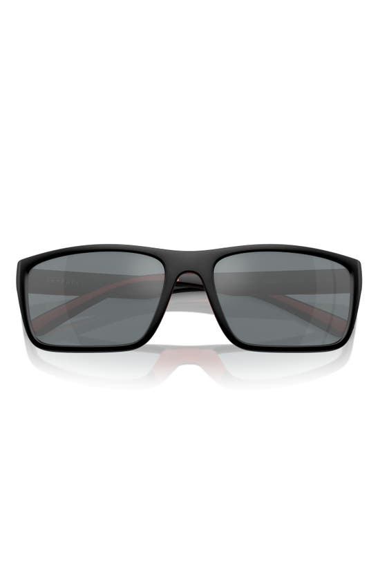 Scuderia Ferrari 59mm Mirrored Rectangular Sunglasses In Black Grey