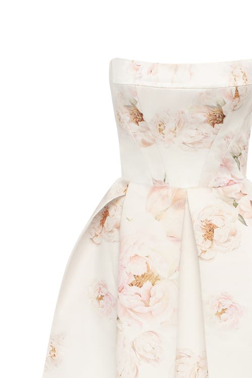 MILLA MILLA STRAPLESS MIDI CORSET DRESS WITH A FLORAL PRINT