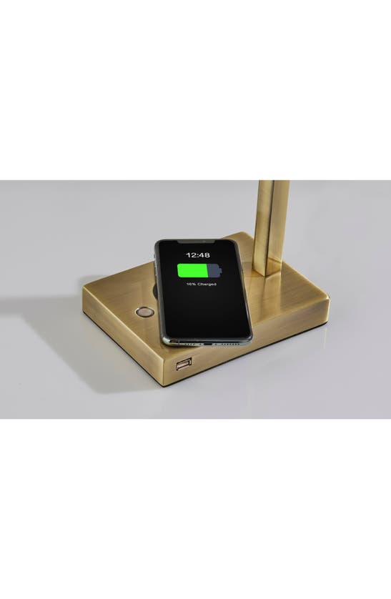 Adesso Lighting Aidan Charge Led Desk Lamp In Antique Brass