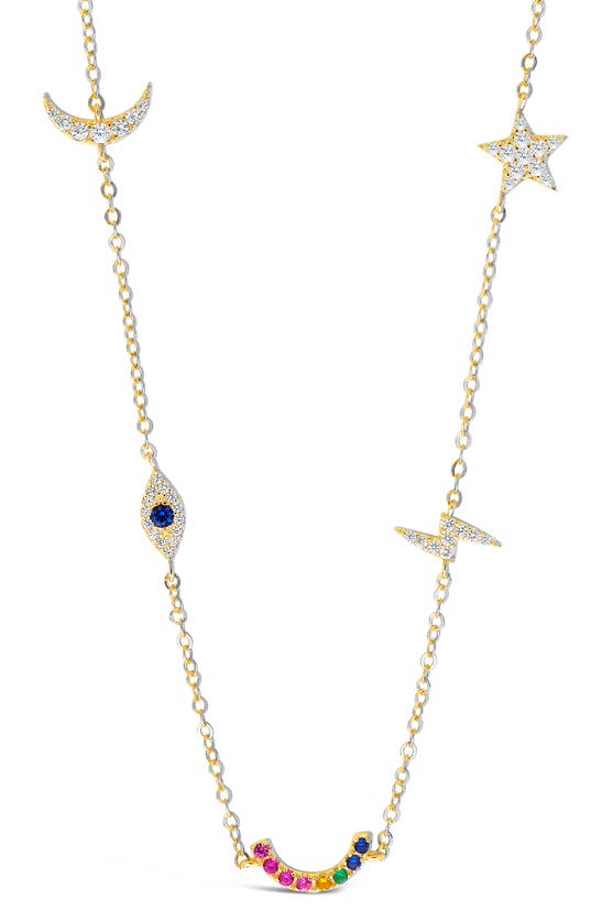 Sterling Forever Lucky Charm Station Necklace In Gold