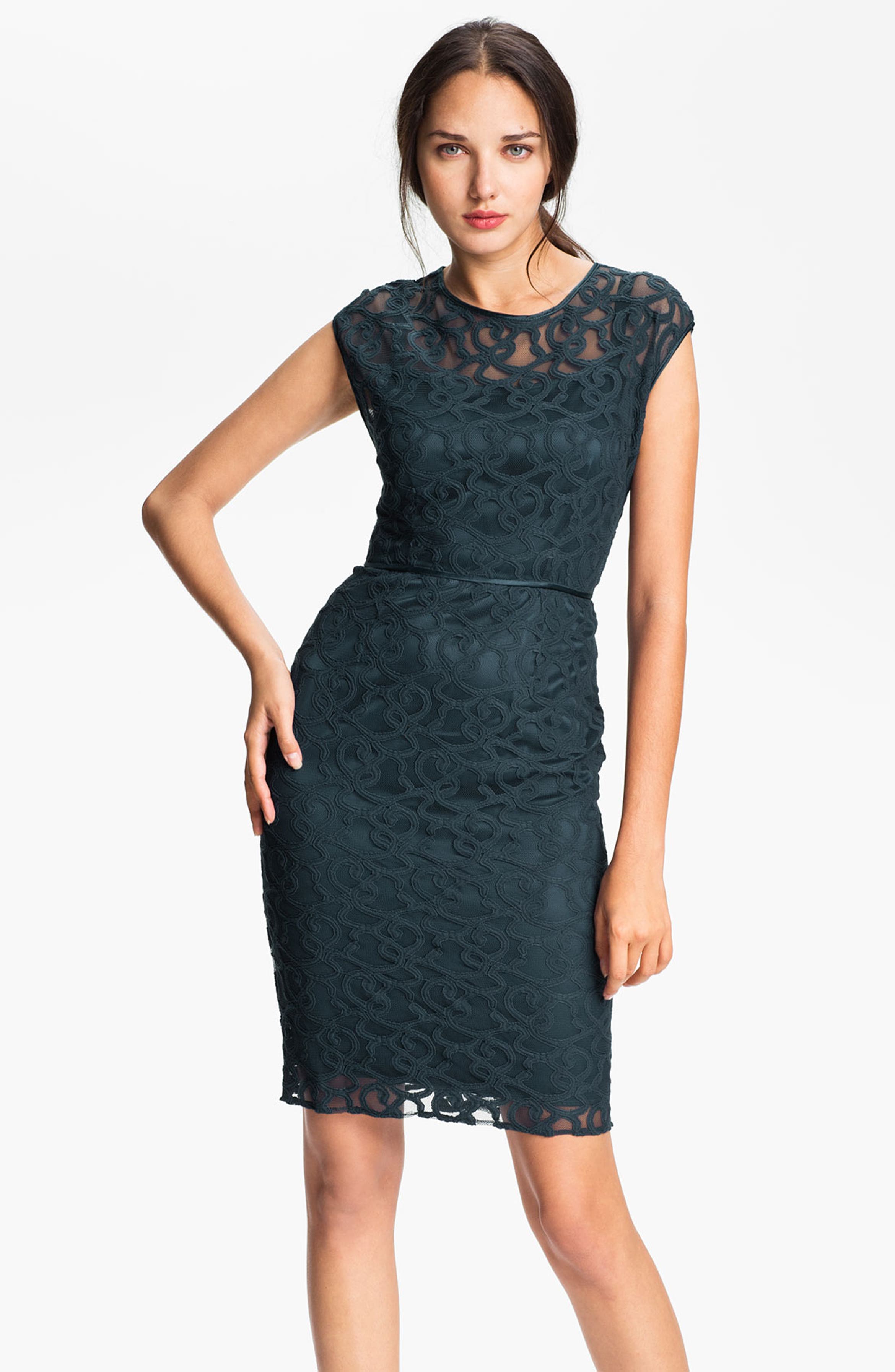 Adrianna Papell Lace And Mesh Sheath Dress Nordstrom