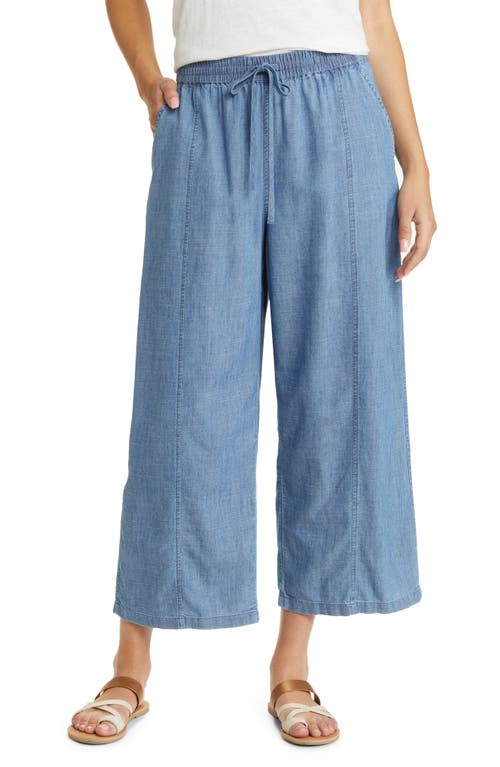 caslon(r) Crop Wide Leg Chambray Pants in Medium Wash