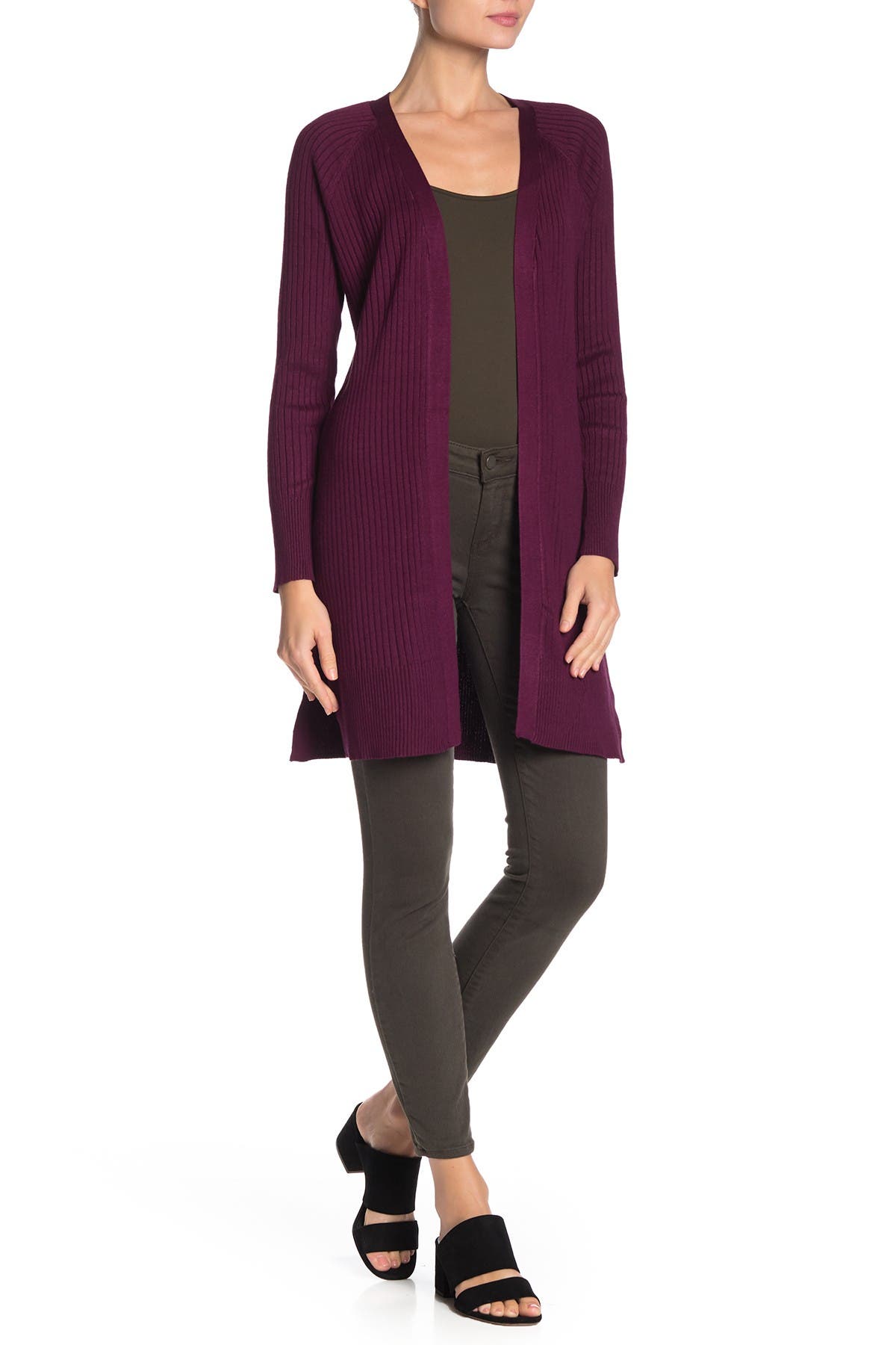 Cable & Gauge Cozy Ribbed Open Front Cardigan Nordstrom Rack