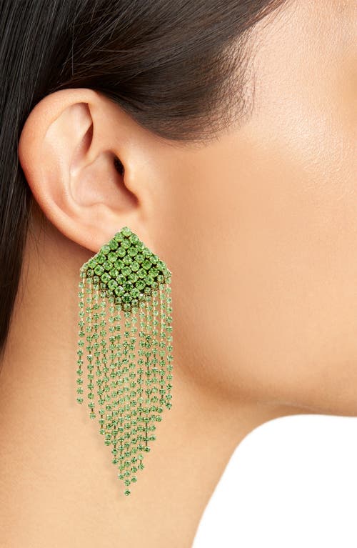 Shop Deepa Gurnani Niomi Crystal Fringe Drop Earrings In Lime