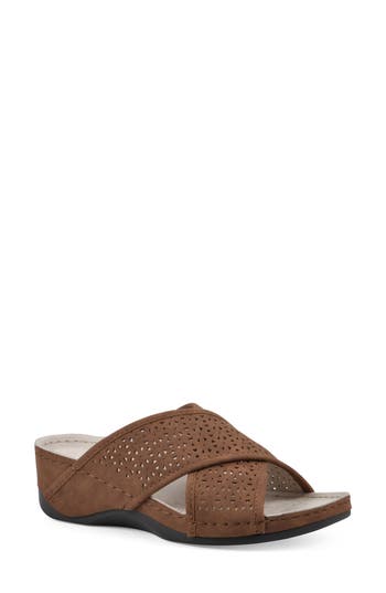 Shop Cliffs By White Mountain Candelle Wedge Sandal In Brown/nubuck