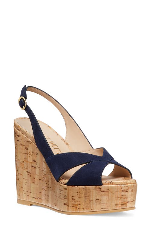 Stuart Weitzman Carmen Wedge Sandal Nice Blue at Nordstrom,