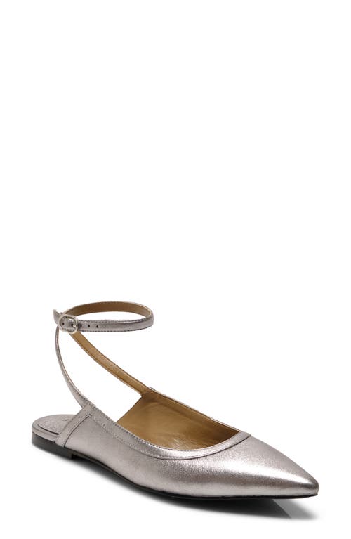 Free People Jules Pointy Toe Ankle Strap Leather Flat In Gunmetal