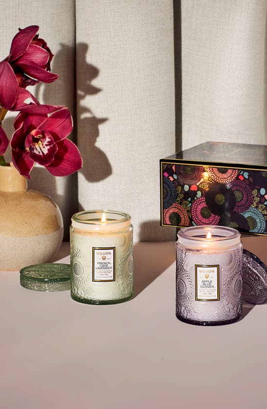 Voluspa Mini Jar Candle Duo In French Cade Laven/aple Bl Clvr