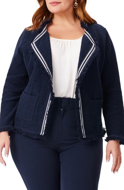 NIC+ZOE Ribbon Trim Fringe Jacket Dark Indigo at Nordstrom,