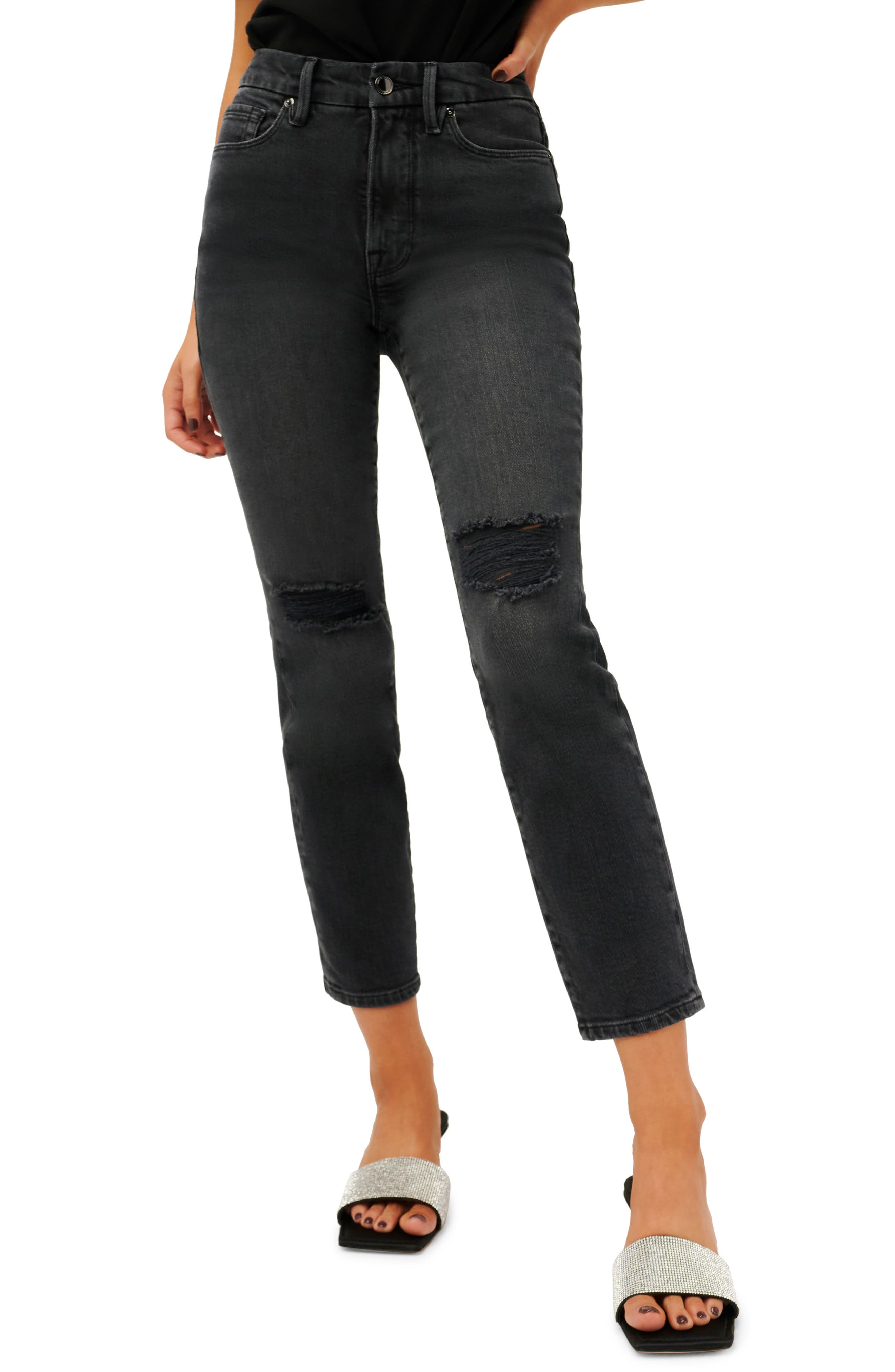 good classic high waist raw hem jeans