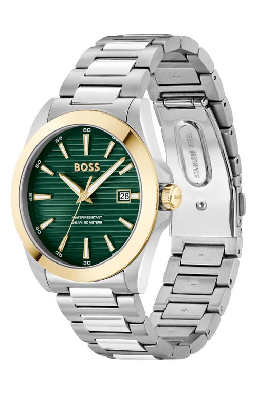 Hugo Boss Men's Strike Quartz Basic Calendar Stainless Steel Watch 41mm In Green