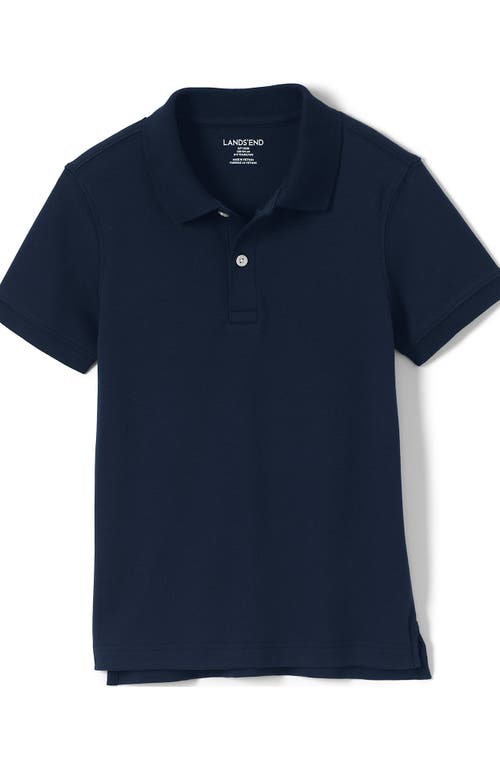 Shop Lands' End School Uniform Kids Short Sleeve Tailored Fit Interlock Polo Shirt In Classic Navy