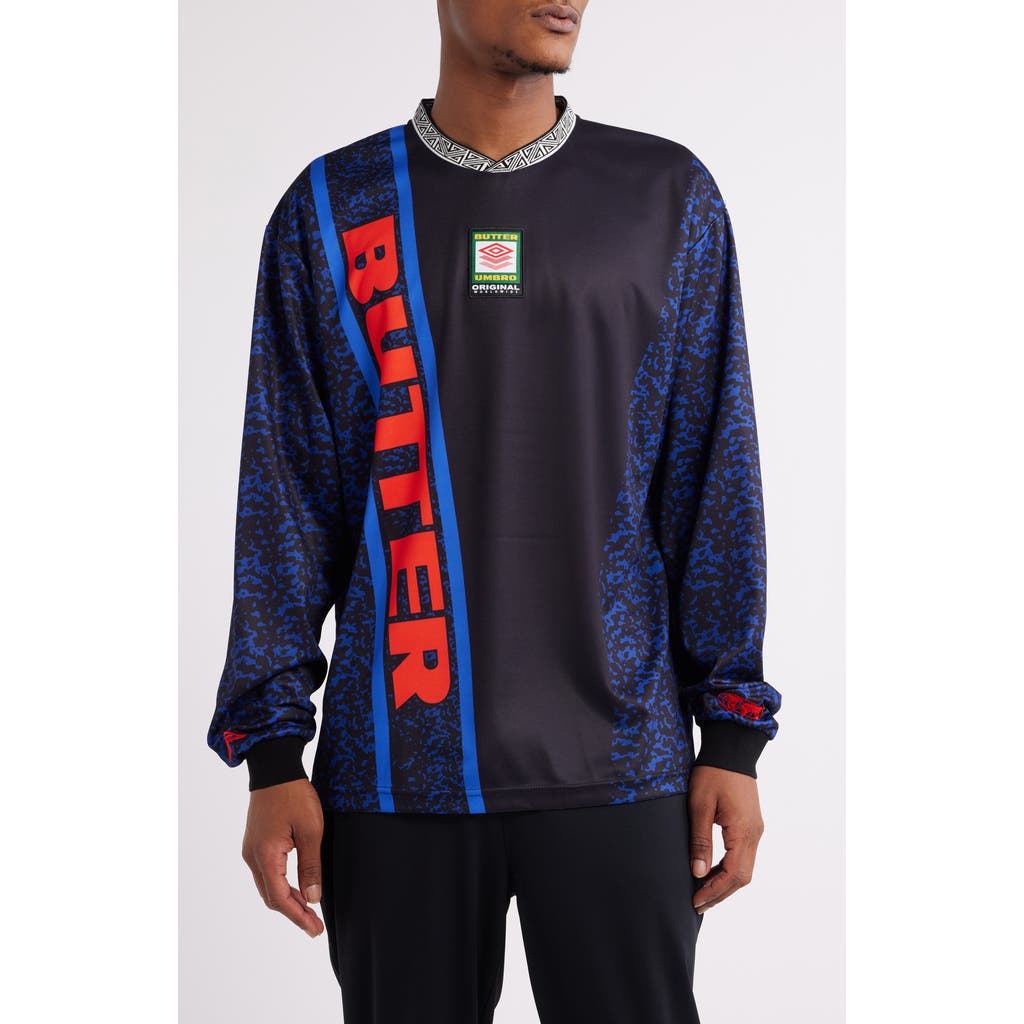 Butter Goods x Umbro Goalie Long Sleeve Soccer Jersey in Black /Blue