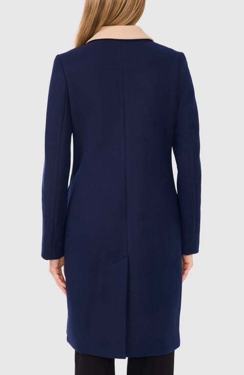 Shop Halogenr Halogen(r) Contrast Collar Double Breasted Coat In Classic Navy Blue